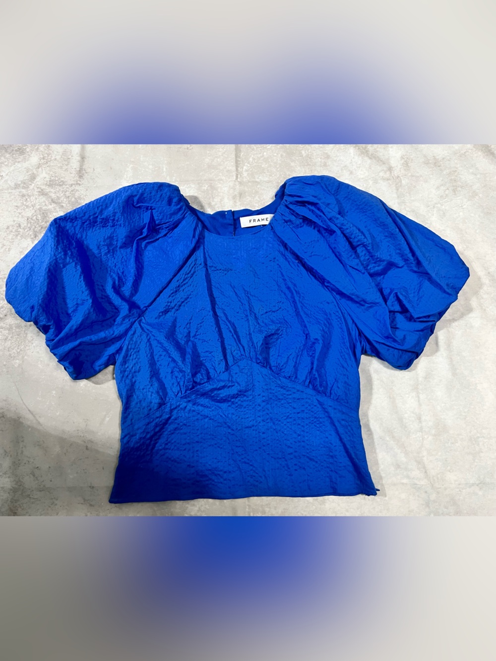 Frame Denim Cobalt Blue Puff Sleeve Top